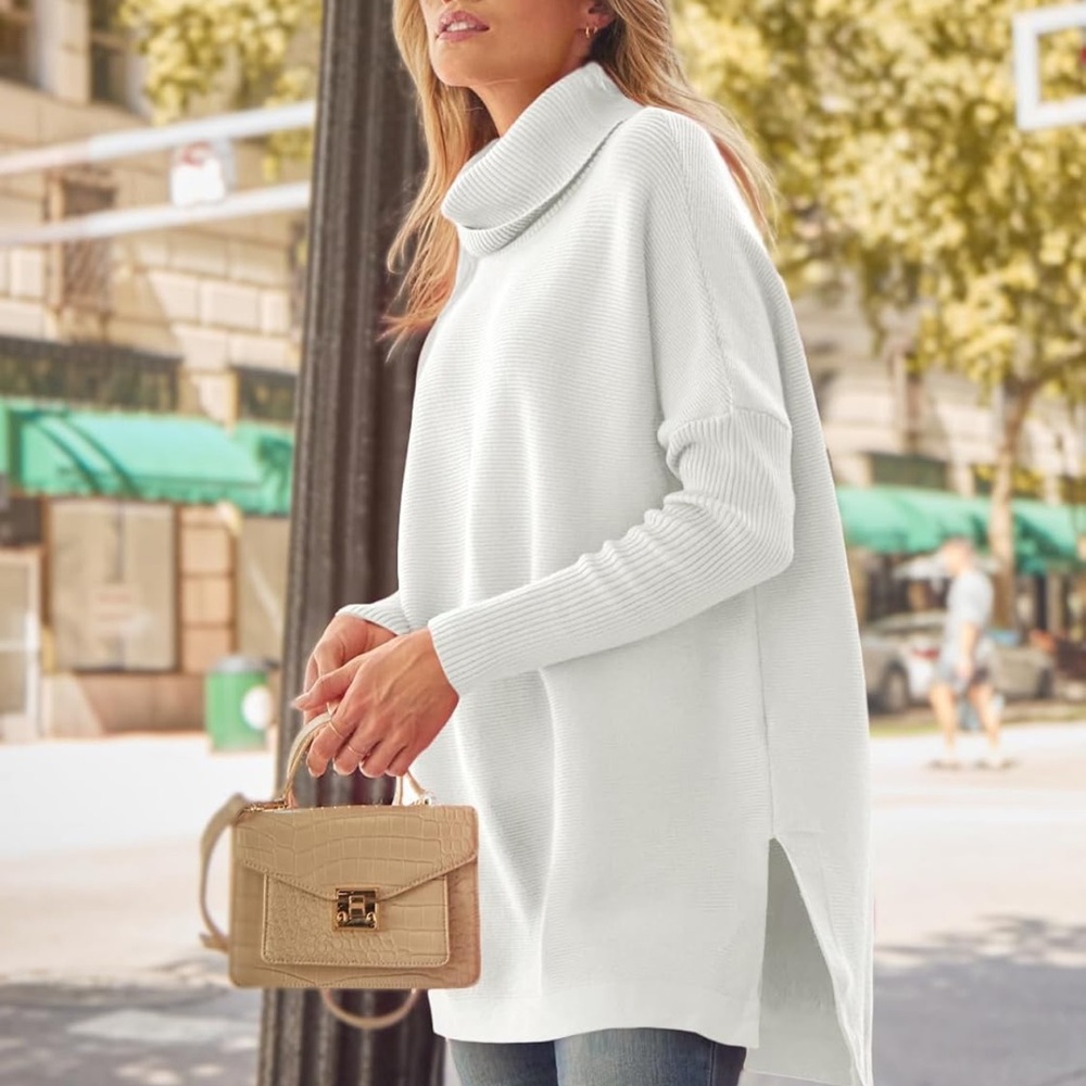Elegant White Turtleneck Sweater